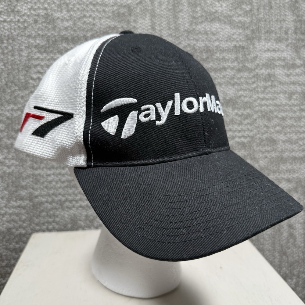 TaylorMade‎ Golf Hat Mens Black Adjustable R7 Embroidered Mesh
